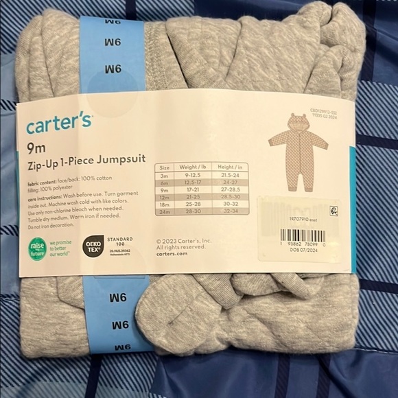 Carter's Light Gray Bear-Ear Jumpsuit - Picture 2 of 6